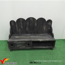 Rustic Stained Wooden Black Benches Indoor with Storage